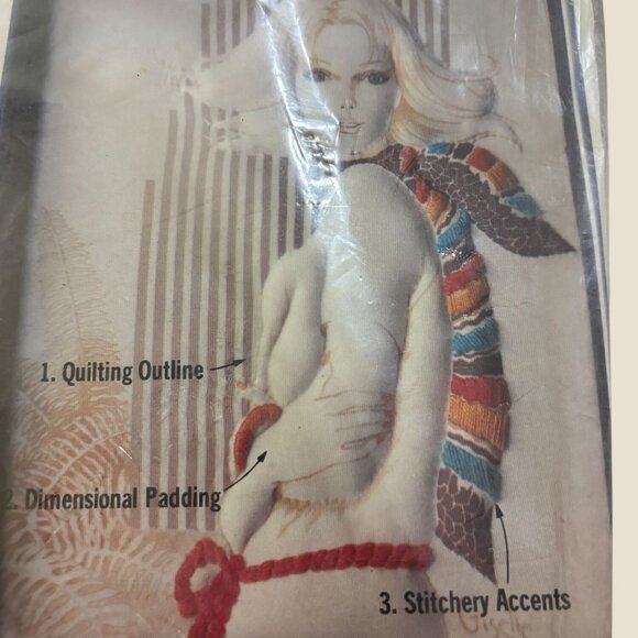 VINTAGE Belle Tra-Pun-To Quilted Pictures Kit W Crewel Stitchery 9"x12" Complete - Picture 2 of 7